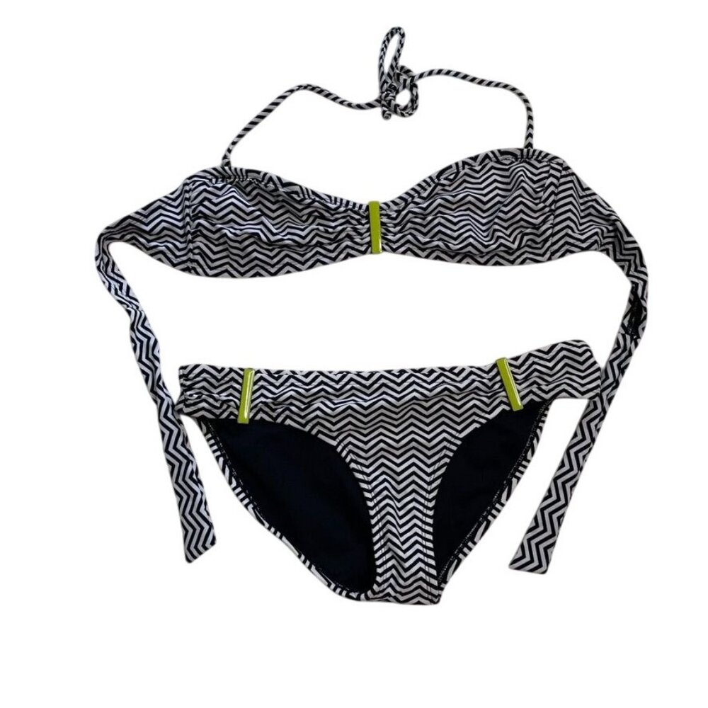 Xhilaration Womens Bikini Swimsuit Set Neon Accents Chevron Size XL Top M c Bott